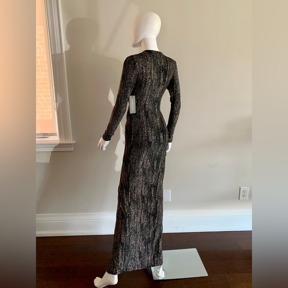 NWT Marciano Alyssa Glitter Maxi Dress in Black and Silver - Picture 7 of 9